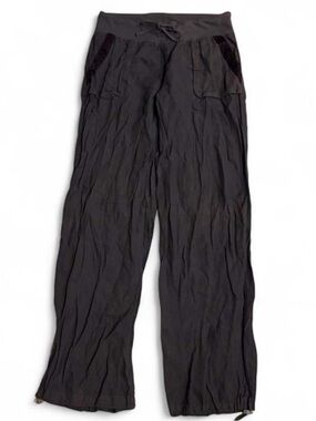 Y2K Hard Tail brown cotton baggy cargo pants with satin trim detail